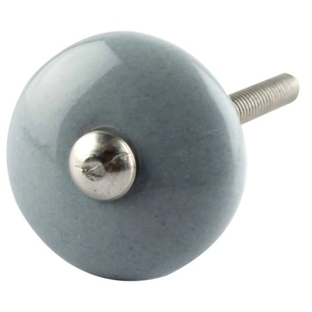 Solid Grey Small Bulb Ceramic Wardrobe Knob